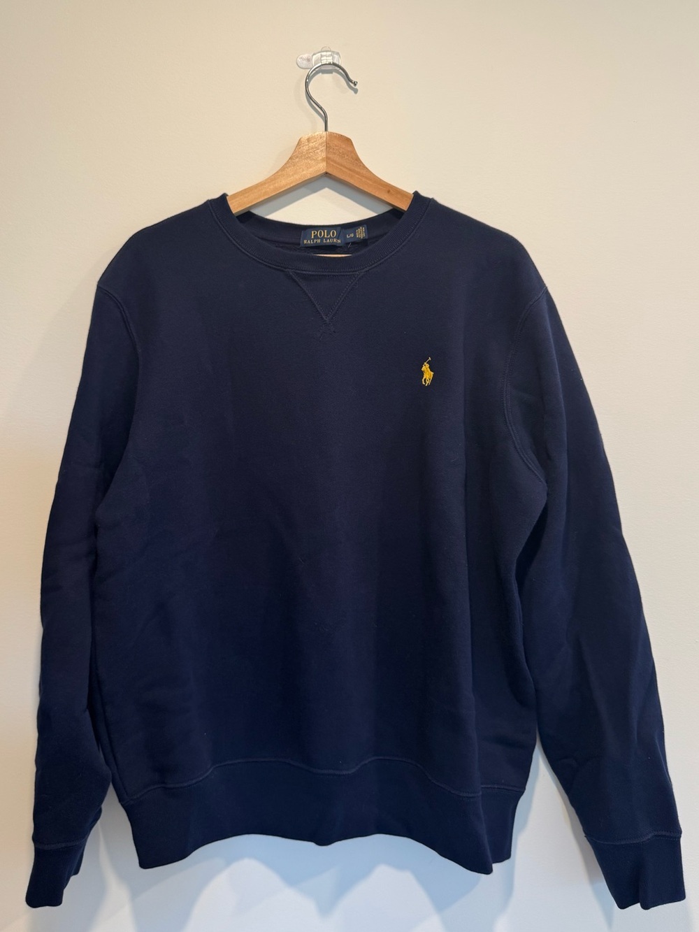 Ralph Lauren Navy Crewneck Sweatshirt with Yellow Pony Logo
